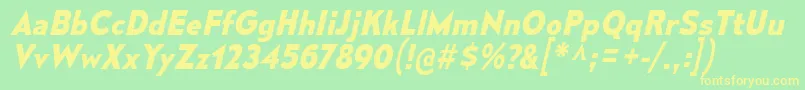 フォントMesmerizeBdIt – 黄色の文字が緑の背景にあります