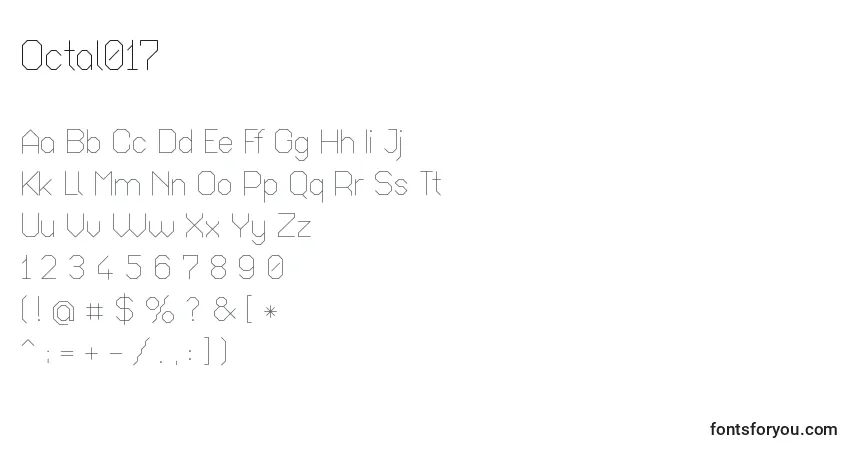 Czcionka Octal017 – alfabet, cyfry, specjalne znaki