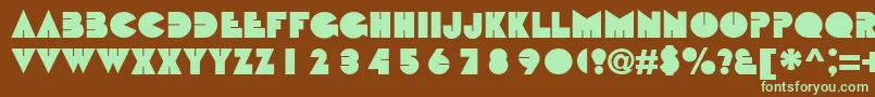 フォントBbt – 緑色の文字が茶色の背景にあります。