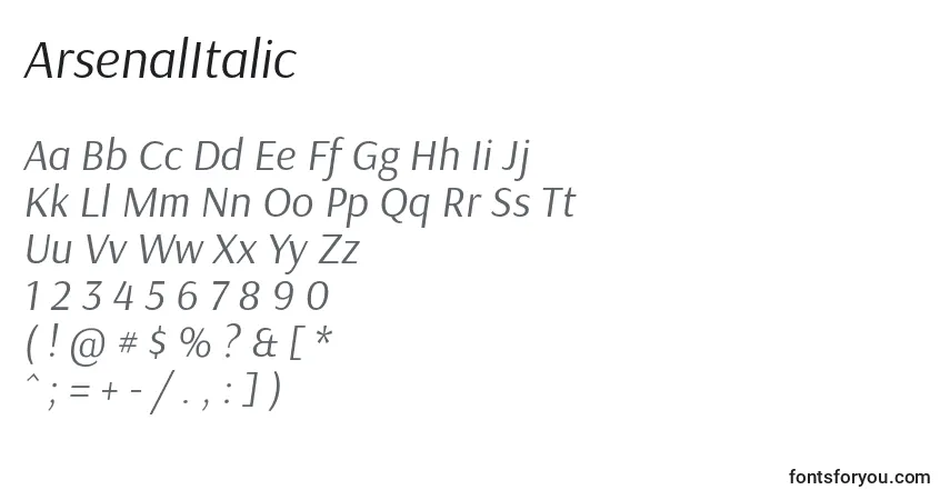 ArsenalItalic Font – alphabet, numbers, special characters
