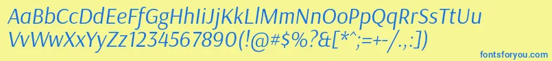 ArsenalItalic Font – Blue Fonts on Yellow Background