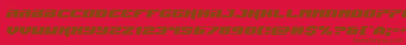Jumpersexpandital-Schriftart – Braune Schriften auf rotem Hintergrund