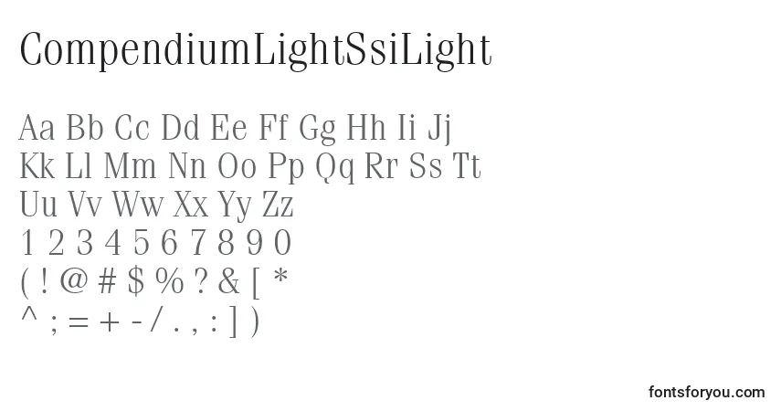 Czcionka CompendiumLightSsiLight – alfabet, cyfry, specjalne znaki