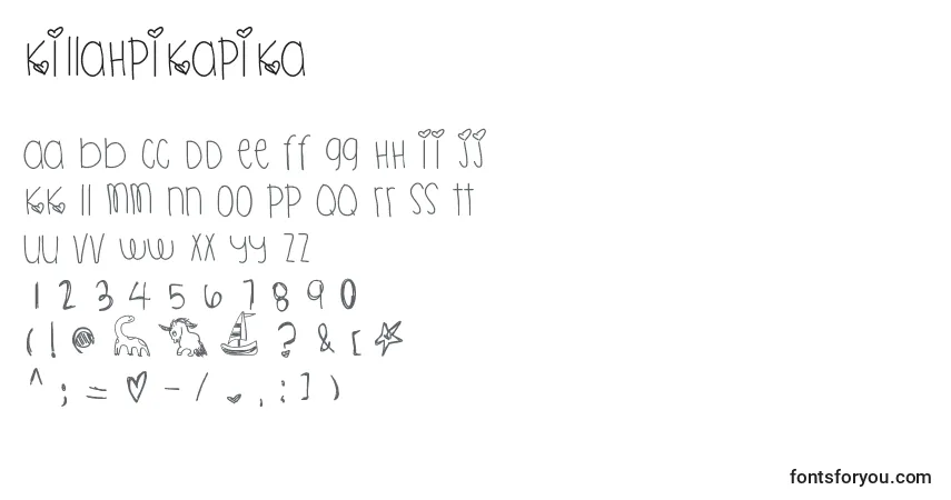 Czcionka Killahpikapika – alfabet, cyfry, specjalne znaki