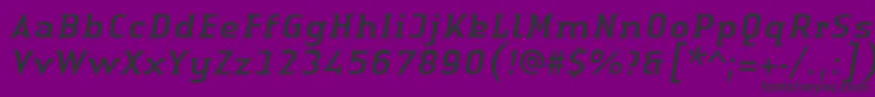 Fonte LinotypeAuthenticSerifItalic – fontes pretas em um fundo violeta