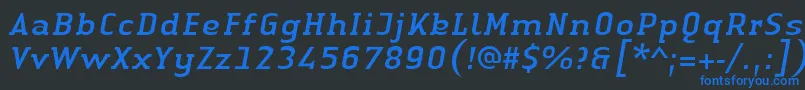 フォントLinotypeAuthenticSerifItalic – 黒い背景に青い文字
