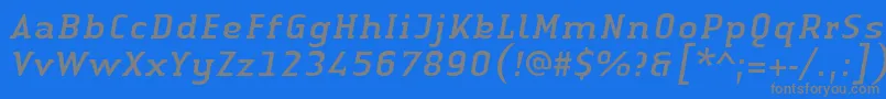 フォントLinotypeAuthenticSerifItalic – 青い背景に灰色の文字