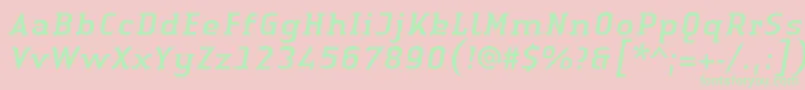 LinotypeAuthenticSerifItalic-Schriftart – Grüne Schriften auf rosa Hintergrund