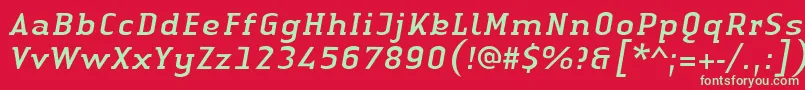 LinotypeAuthenticSerifItalic Font – Green Fonts on Red Background