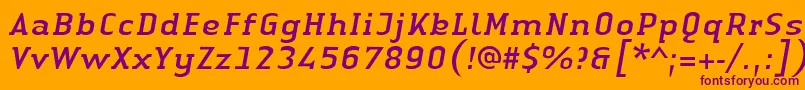 LinotypeAuthenticSerifItalic Font – Purple Fonts on Orange Background