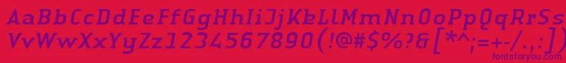 LinotypeAuthenticSerifItalic Font – Purple Fonts on Red Background