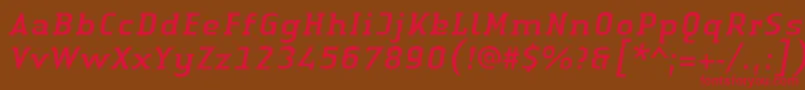 Czcionka LinotypeAuthenticSerifItalic – czerwone czcionki na brązowym tle