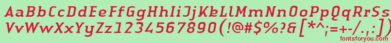 LinotypeAuthenticSerifItalic Font – Red Fonts on Green Background