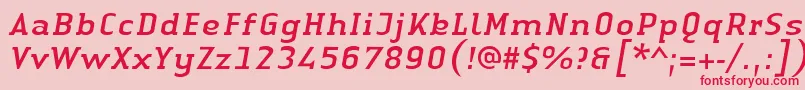 LinotypeAuthenticSerifItalic Font – Red Fonts on Pink Background