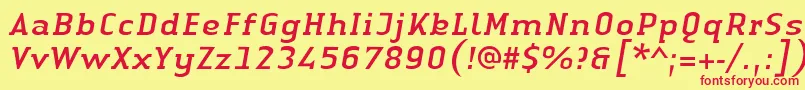 LinotypeAuthenticSerifItalic Font – Red Fonts on Yellow Background