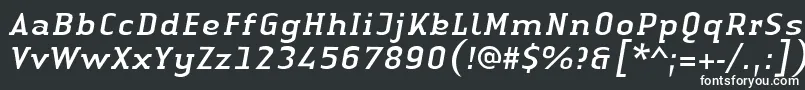 フォントLinotypeAuthenticSerifItalic – 黒い背景に白い文字