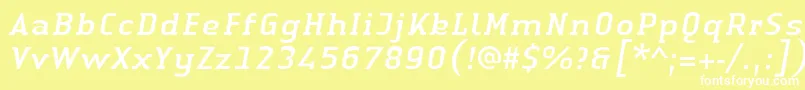 LinotypeAuthenticSerifItalic-fontti – valkoiset fontit keltaisella taustalla