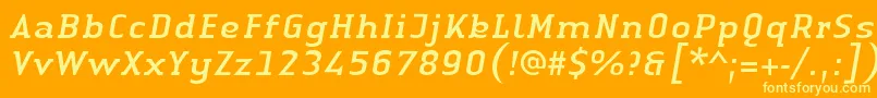 LinotypeAuthenticSerifItalic-Schriftart – Gelbe Schriften auf orangefarbenem Hintergrund