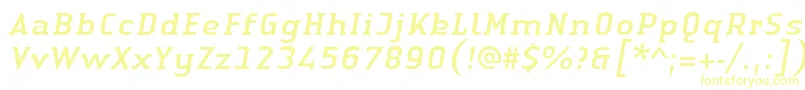 Fonte LinotypeAuthenticSerifItalic – fontes amarelas em um fundo branco
