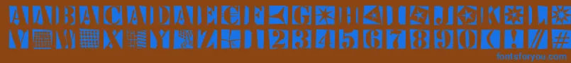 Stencilbricksrandom Font – Blue Fonts on Brown Background