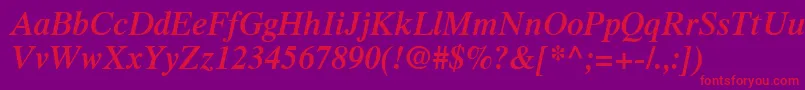 GrecoSsiSemiBoldItalic Font – Red Fonts on Purple Background