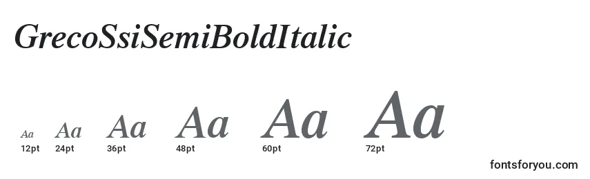 GrecoSsiSemiBoldItalic Font Sizes