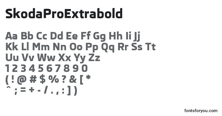 A fonte SkodaProExtrabold – alfabeto, números, caracteres especiais