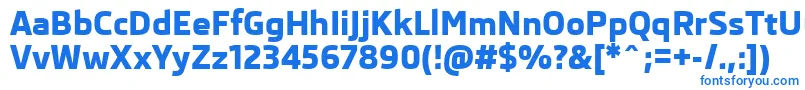 フォントSkodaProExtrabold – 白い背景に青い文字