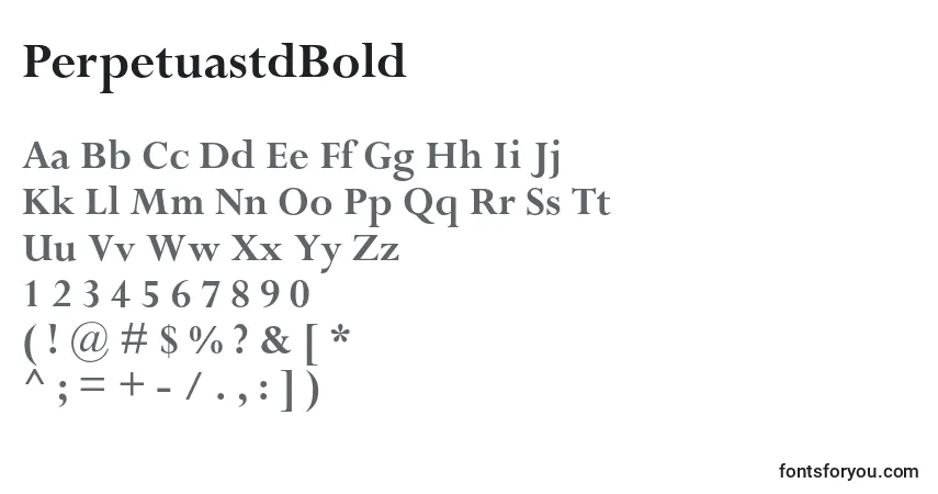 A fonte PerpetuastdBold – alfabeto, números, caracteres especiais