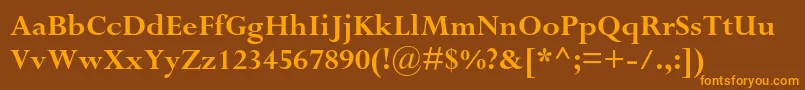 PerpetuastdBold-fontti – oranssit fontit ruskealla taustalla