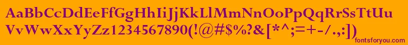 PerpetuastdBold-fontti – violetit fontit oranssilla taustalla