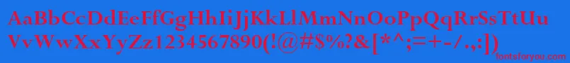 PerpetuastdBold-fontti – punaiset fontit sinisellä taustalla