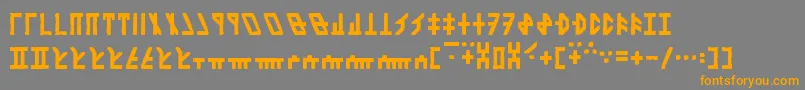 フォントDethekStoneNormal – オレンジの文字は灰色の背景にあります。