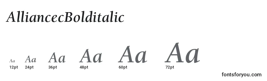 Размеры шрифта AlliancecBolditalic