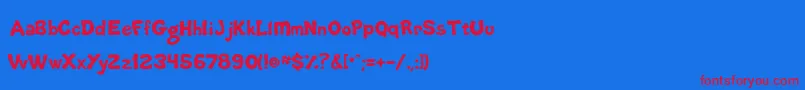 LifeIsGoofy-Schriftart – Rote Schriften auf blauem Hintergrund