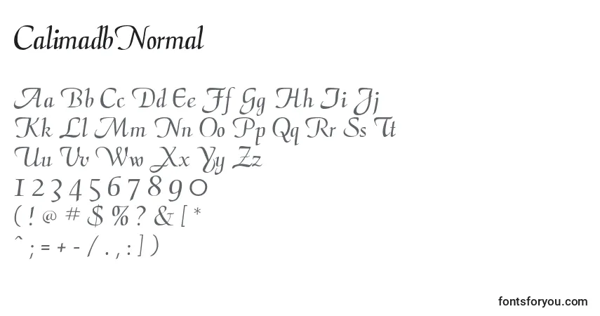 A fonte CalimadbNormal – alfabeto, números, caracteres especiais