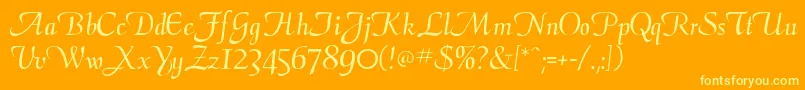 CalimadbNormal-Schriftart – Gelbe Schriften auf orangefarbenem Hintergrund