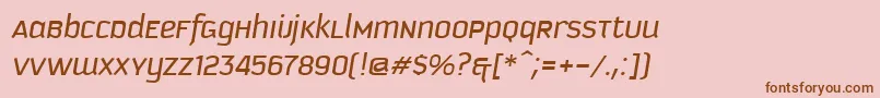 フォントKautivaUniItalic – ピンクの背景に茶色のフォント