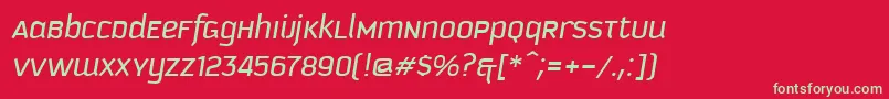 フォントKautivaUniItalic – 赤い背景に緑の文字