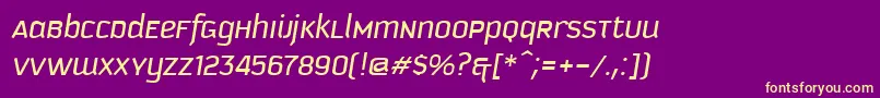 フォントKautivaUniItalic – 紫の背景に黄色のフォント