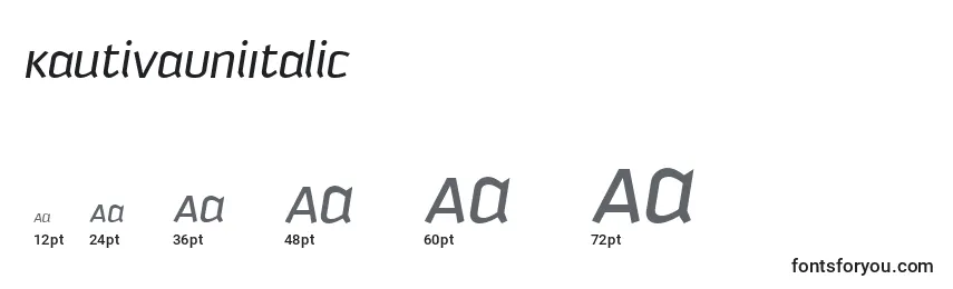 Размеры шрифта KautivaUniItalic