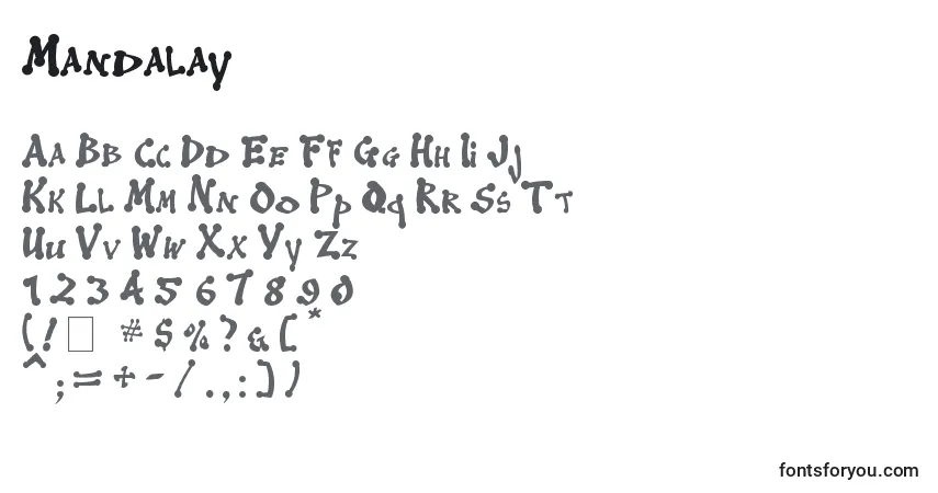 Czcionka Mandalay – alfabet, cyfry, specjalne znaki