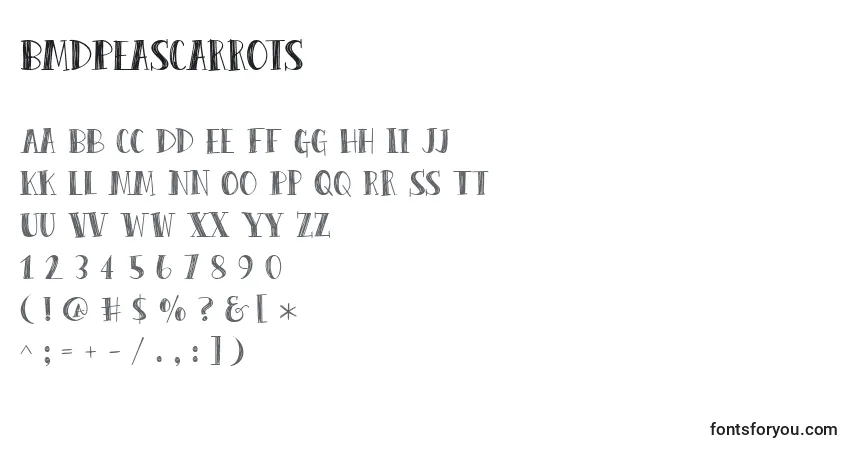 Schriftart BmdPeasCarrots – Alphabet, Zahlen, spezielle Symbole