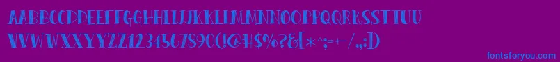 Czcionka BmdPeasCarrots – niebieskie czcionki na fioletowym tle