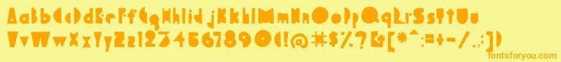 Bagaglioflat-Schriftart – Orangefarbene Schriften auf gelbem Hintergrund