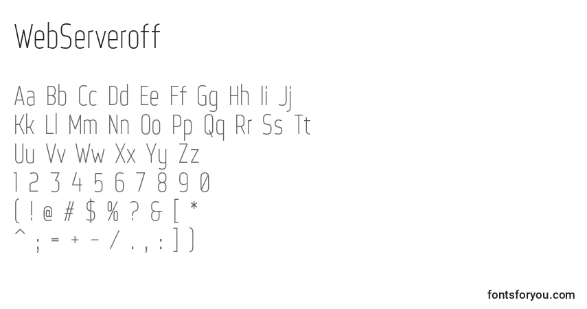 A fonte WebServeroff (72673) – alfabeto, números, caracteres especiais
