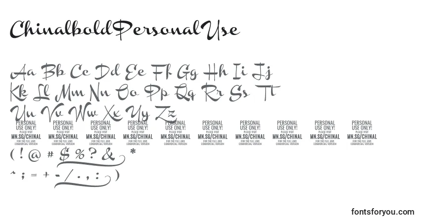 Czcionka ChinalboldPersonalUse – alfabet, cyfry, specjalne znaki