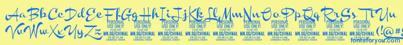 ChinalboldPersonalUse Font – Blue Fonts on Yellow Background