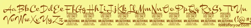 ChinalboldPersonalUse-Schriftart – Braune Schriften auf gelbem Hintergrund
