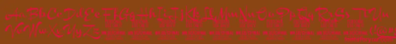 フォントChinalboldPersonalUse – 赤い文字が茶色の背景にあります。